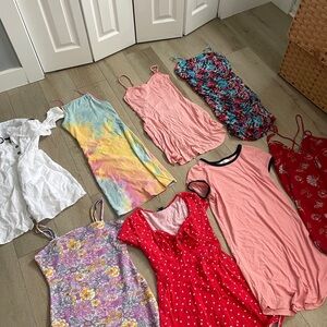 Pink and Red Floral & Tie-Dye Summer Dress Lot